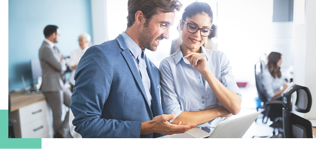 man and woman discussing hoa management services